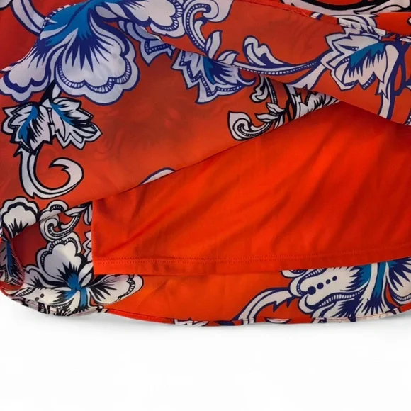 NWT Maison Jules Small Floral Sleeveless Dress in Orange and Blue Game Day Flowy - Picture 7 of 7